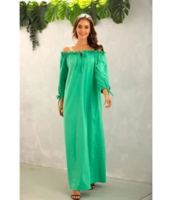 Solid Color Off Shoulder Lantern Sleeve Ruffles Loose Dress Casual Wholesale Maxi Dresses SDN532794 -OTIS Clothing Shop 0248353f f959 4c23 858b 5770f5193c52 e21edd7c00ba41786992f2cb9de0ef31