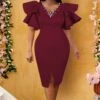 Wholesale Ruffled Hem Sleeve Bodycon Dress SD161707