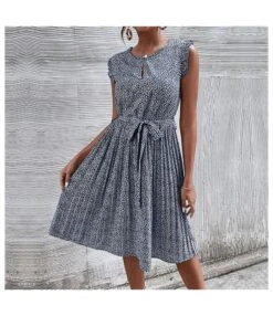Casual Print Sleeveless Dress Floral Pleated Tie-Up A-Line Wholesale Dresses SDN561296 -OTIS Clothing Shop 04 70 2