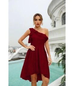Solid Color Slanted Shoulder Lace Ruffles Swing Evening Dress Elegant Wholesale Dresses SDN532200 -OTIS Clothing Shop 056af332 7293 420b b708 e7eb90b31e37 19e73b5aed18f2e62d82479953c9a733
