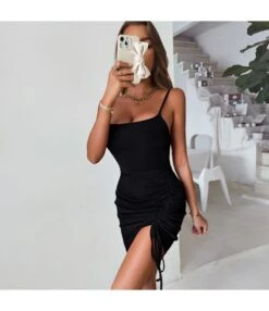 Sexy Suspender Mini Dress Solid Color Pleated Drawstring Bodycon Wholesale Dresses SDN560309 -OTIS Clothing Shop 0b58f9cd 8515 473e 8930 d48fe3190a04 c82cb7714928f33c5c04a59456794193