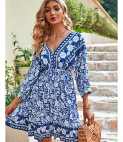 Fashion Print V Neck Swing Dress Casual Loose Backless Lace-Up Short Sleeve Wholesale Dresses -OTIS Clothing Shop 0f1a33bc 5af2 4034 84a4 1d29347cc7b0 7ecc51be2864550478e5b15ccfe1ca99