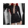 Dark Punk See-Through Long-Sleeved Tight-Fitting Hollow Deep V Tie Dress Wholesale Dresses N4623071300009