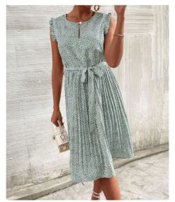 Casual Print Sleeveless Dress Floral Pleated Tie-Up A-Line Wholesale Dresses SDN561296 -OTIS Clothing Shop 10 26 1