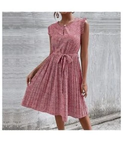 Casual Print Sleeveless Dress Floral Pleated Tie-Up A-Line Wholesale Dresses SDN561296 -OTIS Clothing Shop 10 27
