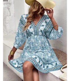 Fashion Print V Neck Swing Dress Casual Loose Backless Lace-Up Short Sleeve Wholesale Dresses -OTIS Clothing Shop 10cdd241 88a0 4d8d 841f b84c05038793 c582213637d75bac013922fb17a4f4c5