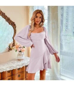 Sexy Square Neck Puff Sleeve Dress Solid Color Ruffled Wholesale Dresses SDN561726 -OTIS Clothing Shop 12b1784b ec7c 47a8 8a87 db046f828774 1291700e54b32048f00ded690bfd22f9