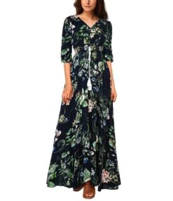 Printed Retro V-Neck Wide Hem Slit Design Wholesale Maxi Dresses Vacation Dress Trendy SD204093 -OTIS Clothing Shop 132294ed a139 402a 8105 3107e03a76b7 0EC2DFD3C699FE6F787ACBF032374005