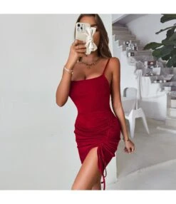 Sexy Suspender Mini Dress Solid Color Pleated Drawstring Bodycon Wholesale Dresses SDN560309 -OTIS Clothing Shop 155416e8 1818 4057 aaa0 639b464b443c fefd70f85a28ee11f3d956f58f32b9b8