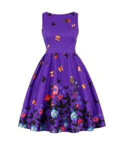 Retro Print Swing Tank Dress High Waist Slim A-Line Wholesale Dresses SDN561022