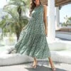 Slanted Shoulder Floral Print Loose Long Smocked Swing Dress Wholesale Dresses N5323030700069 -OTIS Clothing Shop 15a514883df94393bc57afbf00a5a0e7 4
