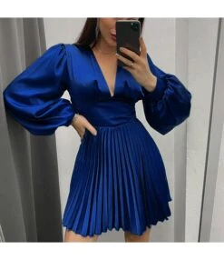 Long Sleeve Deep-V Sexy High Waist Pleated Satin Dress Wholesale Dresses SDN537372 -OTIS Clothing Shop 16520516 be90 4502 986a 1c15829b55f2 842d307a8ef573eca1c187b9684f2d3d
