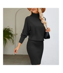 Solid Color Turtleneck Knitted Sweater Dress Wholesale Womens Clothing N3823110200043 -OTIS Clothing Shop 16eaae609653414f9c23b0b30121575a 4