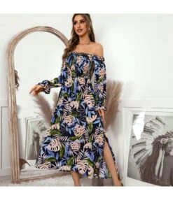 Full Sleeve Midi Bohemian Dress For Women St. Patrick'S Day SD191079