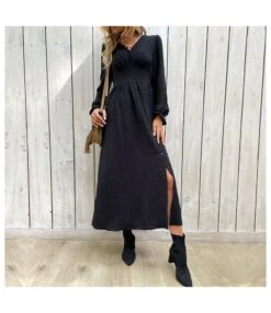 Long-Sleeved Side Slit Button-Down Slim-Fit Solid Color Midi Dress Wholesale Dresses SDV464033 -OTIS Clothing Shop 19809077 0ce9 4bb2 8023 73e4da2ecf18 f102c09852977a782711d276fd79c409