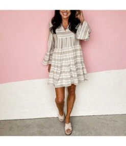 Fashion Print V-Neck Dress Flared Sleeve Casual Loose Swing Wholesale Dresses SDN560468 -OTIS Clothing Shop 1b67a7e6 e20f 4d42 991a 51af17a4fff2 17e4caa077a6ed99c2140c54d0ad3b66