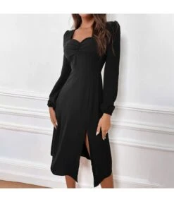 Solid Color V-Neck Slit Long-Sleeve Slim Midi A-Line Dress Wholesale Dresses SDN537343 -OTIS Clothing Shop 1b8ab818 6aa0 40fd b352 99036d743867 2626db9b1e1eac28313533126c0697ef