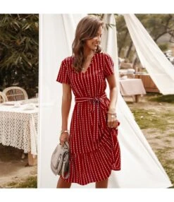 Sexy V-Neck Striped Dress Casual Short Sleeve Lace Up Wholesale Dresses SDN560302 -OTIS Clothing Shop 1ce301a4 af10 47a4 9c5d ae9562d9ef94 25af45de6df97bd9790db24ba2b1ae42