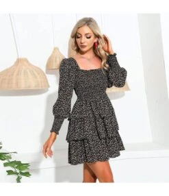 Plain & Print Long Lantern Sleeve Square Neck Chiffon Layered Skirts Design Cake Dress Resort Wholesale Dresses SDN532456 -OTIS Clothing Shop 1dc94593 165c 4ff8 838e ec508a8b590f 0ae52896355cc926ff842bd5974b71e9