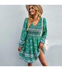 Casual V Neck Print A-Line Dresses Long Sleeve Wholesale Bohemian Dress For Women SDN562270 -OTIS Clothing Shop 1e905747 9451 4a36 be11 ffde5fd2c54a 74a9f44bbc24d058d0ebef2223a8eba0