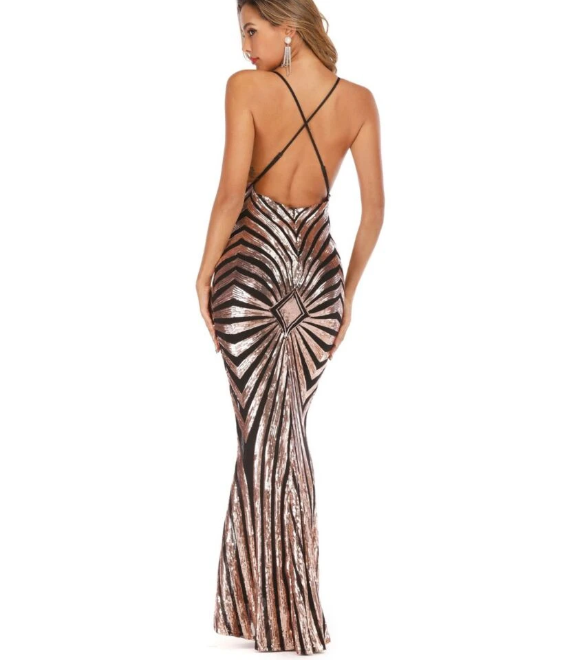 Back Crisscross Sexy Stripe Bodycon Dress 10 Back Crisscross Sexy Stripe Bodycon Dress - Image 8