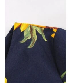 Retro A-line Sunflower Print Tie Waist Dress -OTIS Clothing Shop 200620424 5