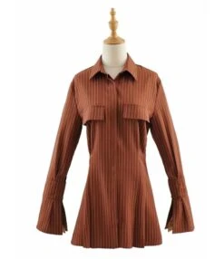 Solid Color Turn Down Collar Cargo Style Shirt Dress -OTIS Clothing Shop 200717206 7