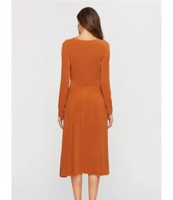 Sexy V-neck Button Front Long Sleeve Split Hem Dress -OTIS Clothing Shop 200721183 3