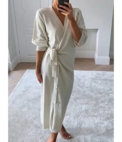 Side Tie Split Plain Knitting Dress -OTIS Clothing Shop 200909648 3 1