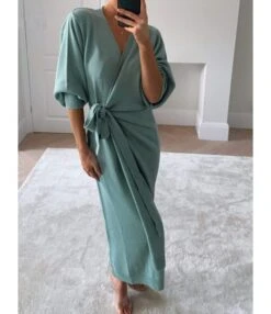 Side Tie Split Plain Knitting Dress -OTIS Clothing Shop 200909648 5 1