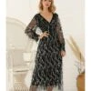 V-neck Sequins Tassel Sheered Party Dress -OTIS Clothing Shop 200916191 1