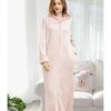 Solid Color Flannel Zipper Hooded Nightgown Dress -OTIS Clothing Shop 201103775 1