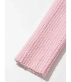 Mock Neck Plain Ribbed Knitting Dress With Sleeves -OTIS Clothing Shop 201124680 5