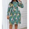Tie-neck Flower Print Pleated Smock Dress -OTIS Clothing Shop 201124691 1