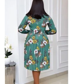 Tie-neck Flower Print Pleated Smock Dress -OTIS Clothing Shop 201124691 6