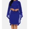 Solid Color Mesh Patchwork Cape Dress -OTIS Clothing Shop 201204675 1