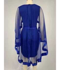 Solid Color Mesh Patchwork Cape Dress -OTIS Clothing Shop 201204675 5