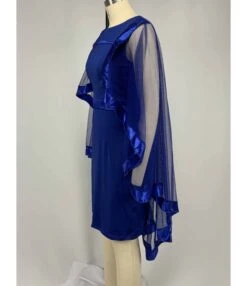 Solid Color Mesh Patchwork Cape Dress -OTIS Clothing Shop 201204675 6
