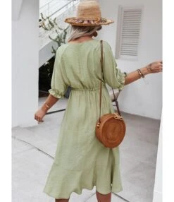 Lace Insert Tie-neck Ruffled Dress -OTIS Clothing Shop 201218966 2