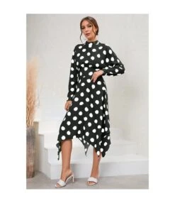 Casual Polka Dot Irregular Midi Dress Long Sleeve Slim A-Line Wholesale Dresses SDN561529 -OTIS Clothing Shop 20220803040536126