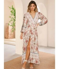 Lantern Long Sleeve Lace Up Maxi Dresses Wholesale Bohemian Dress For Women SDN536296 -OTIS Clothing Shop 20220810021959602 1