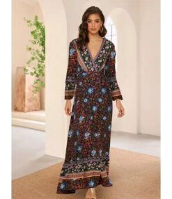 Lantern Long Sleeve Lace Up Maxi Dresses Wholesale Bohemian Dress For Women SDN536296 -OTIS Clothing Shop 20220810022000356 1