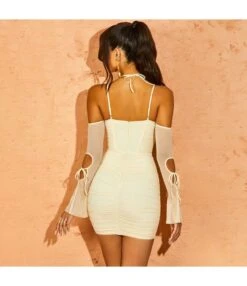 Sexy Lowcut Sling Mesh Mini Dress Solid Color Bodycon Wholesale Dresses SDN561565 -OTIS Clothing Shop 20220810042234890
