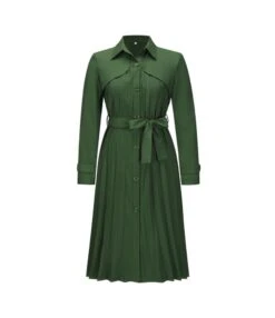 Trendy Long Sleeve Tie-Up Pleated Trench Coat Dress Wholesale Shirt Dresses SDN536044 -OTIS Clothing Shop 20220817102932367 1