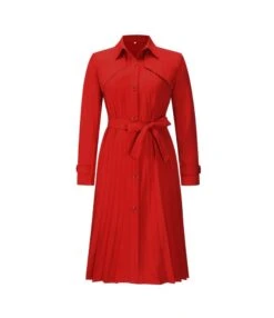 Trendy Long Sleeve Tie-Up Pleated Trench Coat Dress Wholesale Shirt Dresses SDN536044 -OTIS Clothing Shop 20220817102932556 1