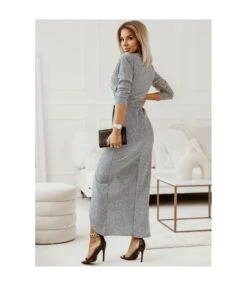 Shining Long Sleeve V-Neck Slit Sexy Wrap Prom Dress Wholesale Maxi Dresses SDN536263 -OTIS Clothing Shop 20220823112152227