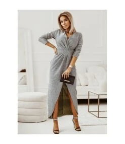 Shining Long Sleeve V-Neck Slit Sexy Wrap Prom Dress Wholesale Maxi Dresses SDN536263 -OTIS Clothing Shop 20220823112152495 1