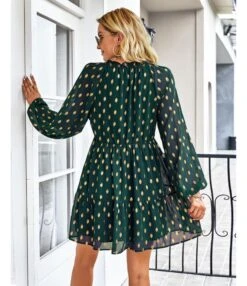 Polka Dot Long Sleeve Lace-Up Casual Loose Smocked Dress Wholesale Dresses SDN535295 -OTIS Clothing Shop 20220901031656064