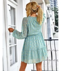 Polka Dot Long Sleeve Lace-Up Casual Loose Smocked Dress Wholesale Dresses SDN535295 -OTIS Clothing Shop 20220901031657872