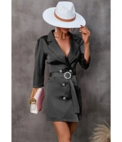 Fashion Solid Color 3/4 Sleeve Slim Blazer Dress Wholesale Dresses SDN536697 -OTIS Clothing Shop 20220902023136559 1